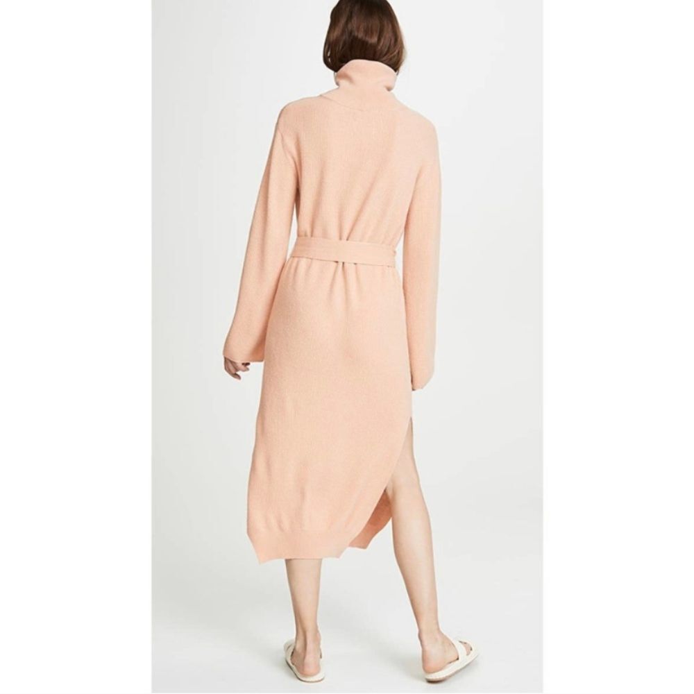 Nanushka Canaan Merino Cashmere Apricot Rib Knit Turtleneck Sweater Dress - Picture 5 of 16